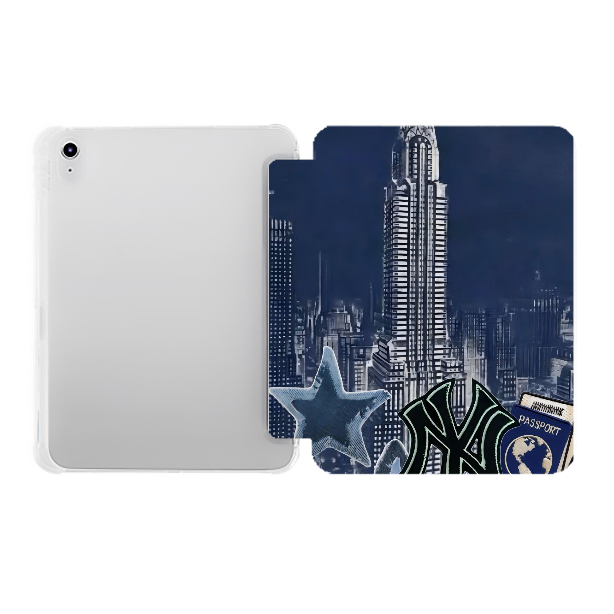 New York Yankees 331 Premium Tri-Fold PU Leather & Silicone IPad Case With Pencil Slot – Fits 9.5,10.5,10.9 – Adjustable Stand, Slim, Protective